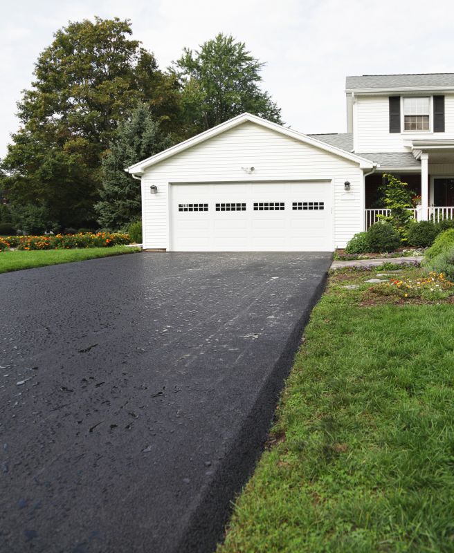 Residential Driveway with Fresh Blacktop